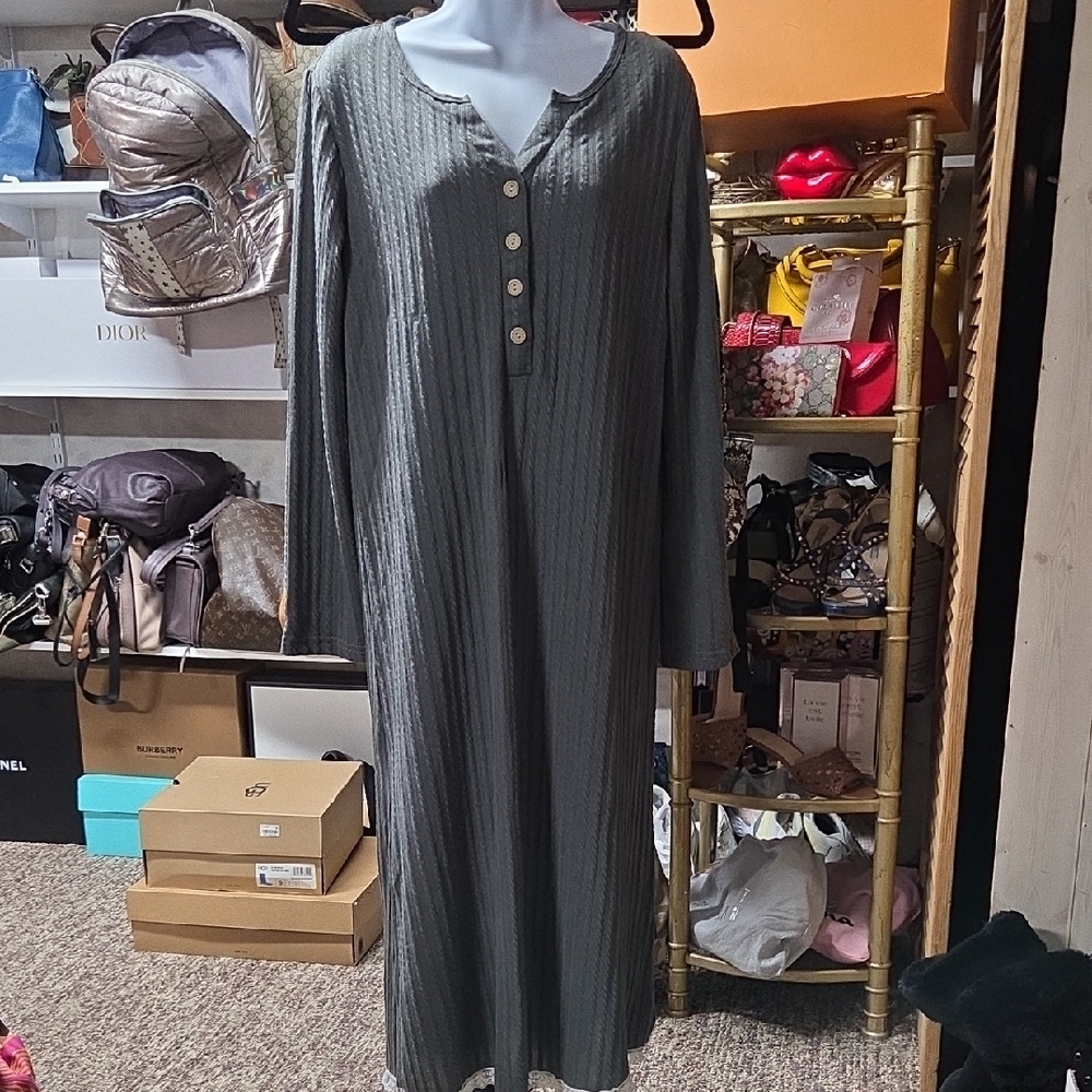 Chic Long Sleeve Gray Dress